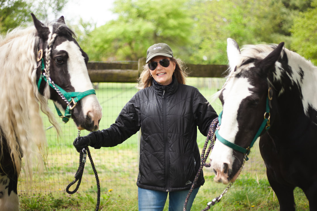 Diana Hasen with her Gyspy Vanner Horses Stevie and Harley