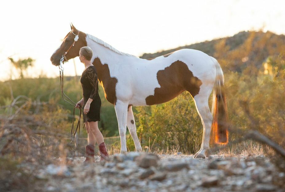 Author Carly Kade and her Paint Horse