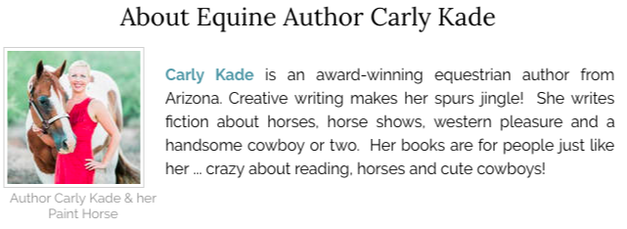 Carly Kade. Author of the In the Reins Horse Book Series